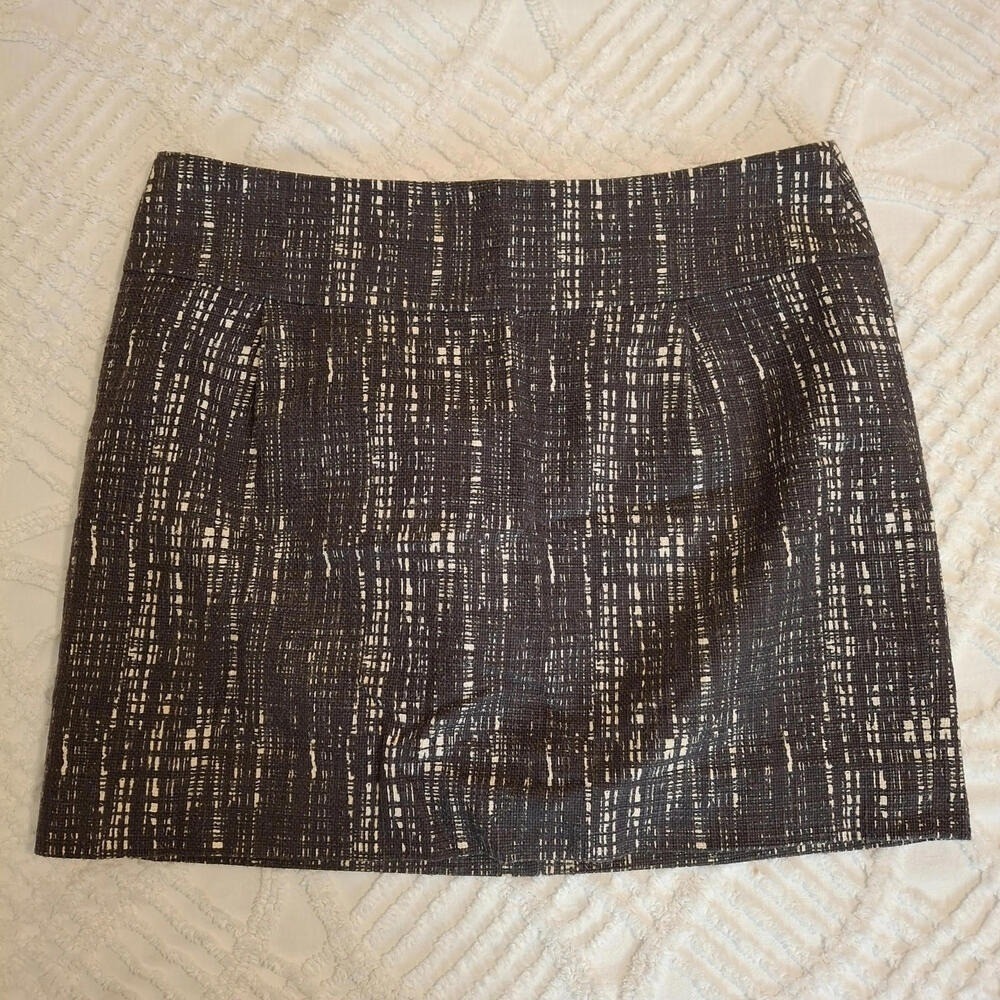 J.Crew Womens 8 Mini Skirt Brown Textured Crosshatch‎ Cotton Back Zip
